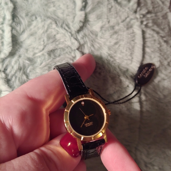 NEW Black Genuine Diamond Quartz Bling Round Face Watch Women\'s main image 4